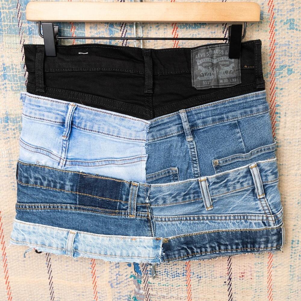 Custom upcycled patchwork skirt - Picture 2 of 4